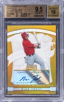 2009 Bowman Sterling Prospects Gold Refractors #MT Mike Trout Signed Rookie Card (#30/50) – BGS GEM MINT 9.5/BGS 10